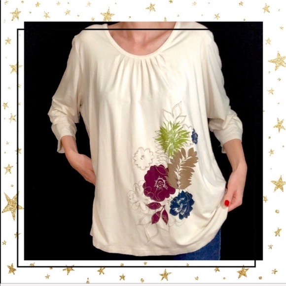 Pendleton Tops - Pendleton 3X Cream Embroidered Tunic (C5)